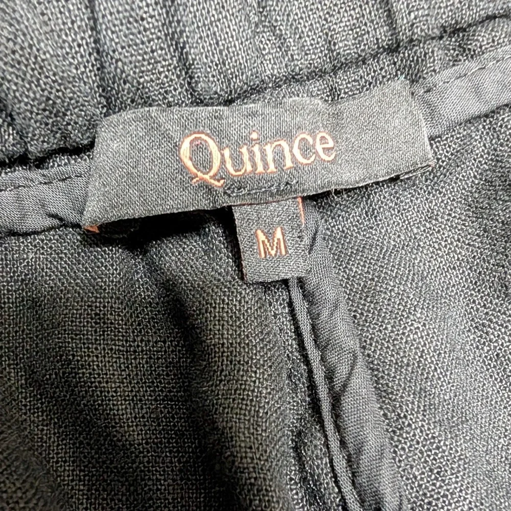Quince Womens Black 100% European Flax Linen Elastic Waist Pants Size M